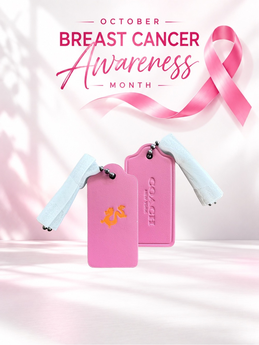 🎀 Coach Custom Hang Tag Dragon - Breast Cancer Awareness
